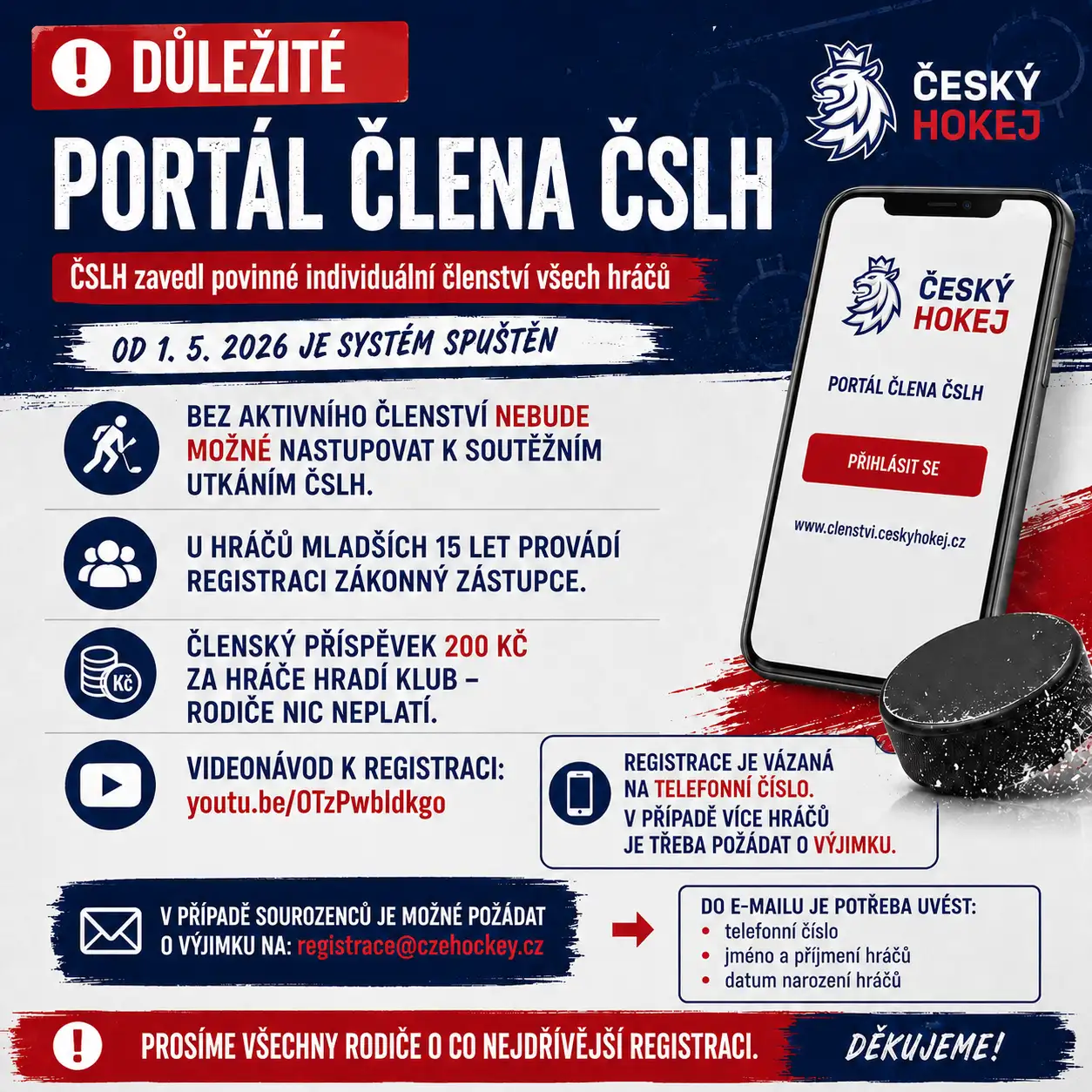 DŮLEŽITÉ – PORTÁL ČLENA ČSLH